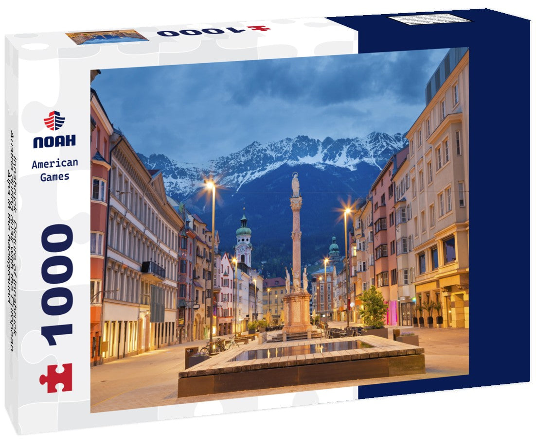 Noah Jigsaw Puzzle Innsbruck. Picture of Innsbruck, Austria during dusk with the European Alps in the background 1000 pieces