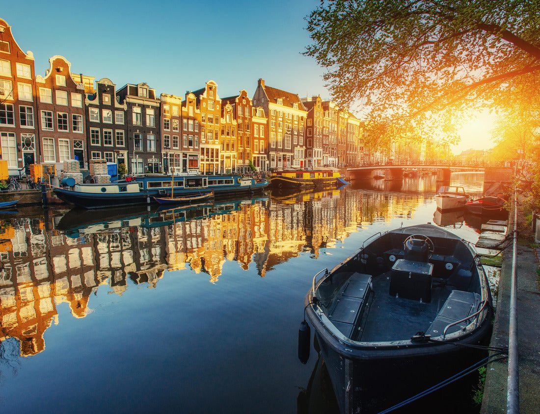 Noah Jigsaw Puzzle Amsterdam canal at sunset. Amsterdam is the capital and most populous city of the Netherlands 1000 pieces