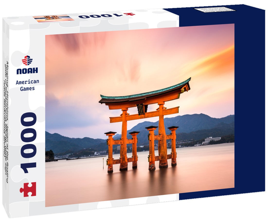 Noah Jigsaw Puzzle Miyajima, Hiroshima, Japan at the floating gate of Itsukushima Shrine. (gate sign reads Itsukushima Shrine) 1000 pieces