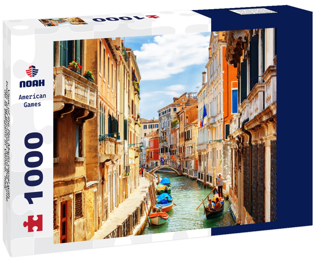 Noah Jigsaw Puzzle View of the Rio Marin canal with boats and gondolas from the Ponte de la Bergami in Venice, Italy 1000 pieces