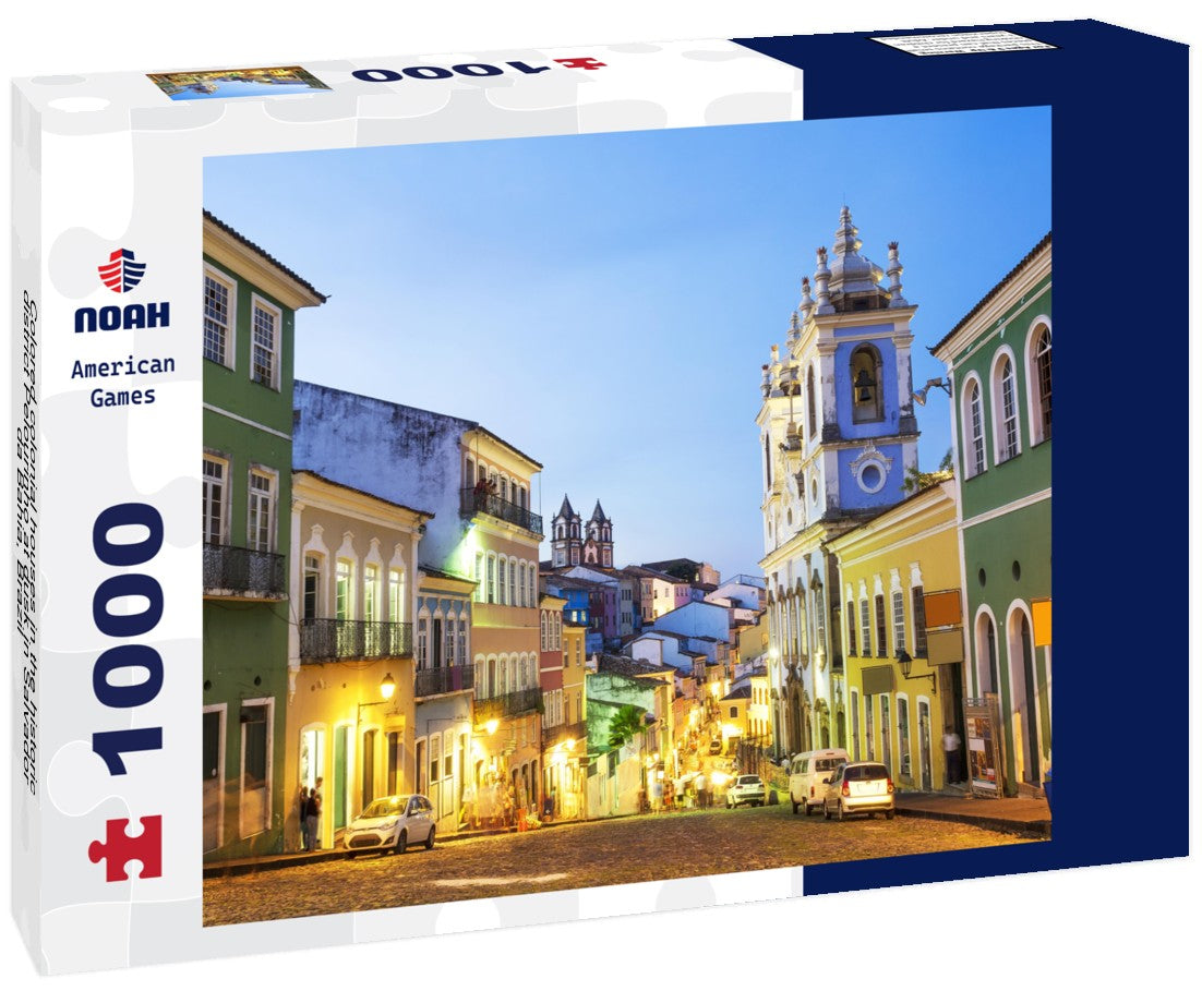 Noah Jigsaw Puzzle Colored colonial houses in the historic district Pelourinho at dusk in Salvador da Bahia, Brazil 1000 pieces