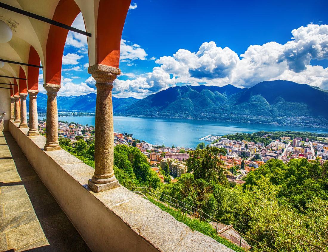 Noah Jigsaw Puzzle Beautiful view of the city of Locarno, Lake Maggiore and the Swiss Alps from the Madonna del Sasso church in Ticino, Switzerland 1000 pieces