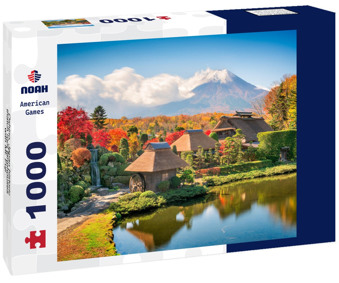 Noah Jigsaw Puzzle Oshino, Japan historic thatch roof farmhouses with Mt. Fuji 1000 pieces