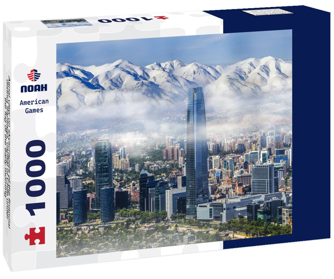 Noah Jigsaw Puzzle Aerial view on skyscrapers of the financial district Santiago, capital of Chile under the fog of the early morning 1000 pieces