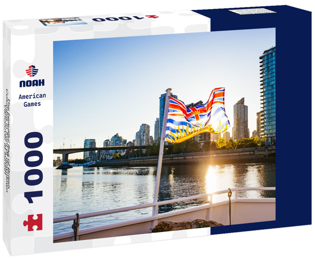 Noah Jigsaw Puzzle The beautiful flag of British Columbia in front of downtown Vancouver at sunset 1000 pieces