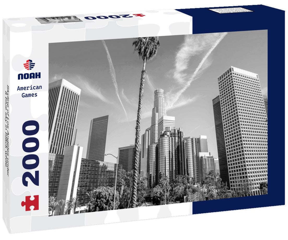 Noah Jigsaw Puzzle Skyline of Los Angeles under a blue sky in black white 2000 pieces