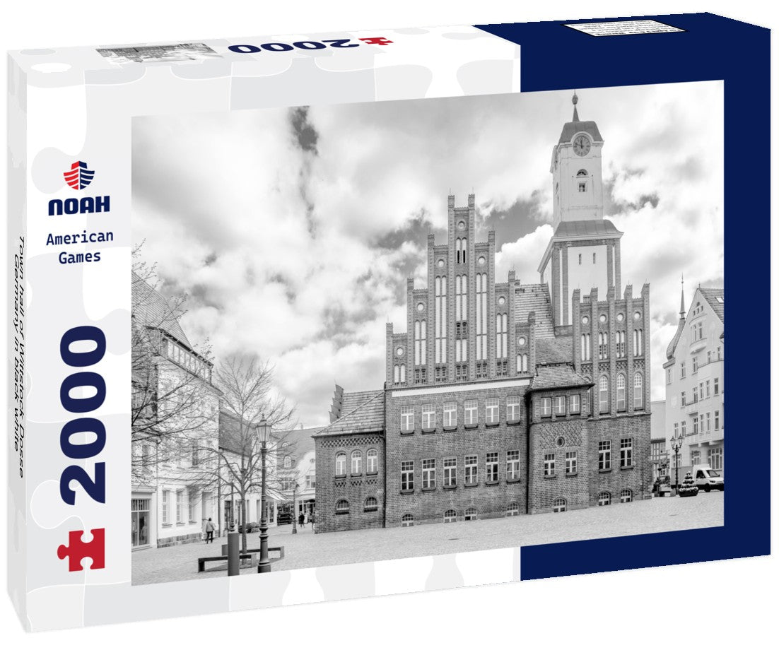 Noah Jigsaw Puzzle Town hall of Wittstock Dosse, Germany in black white 2000 pieces