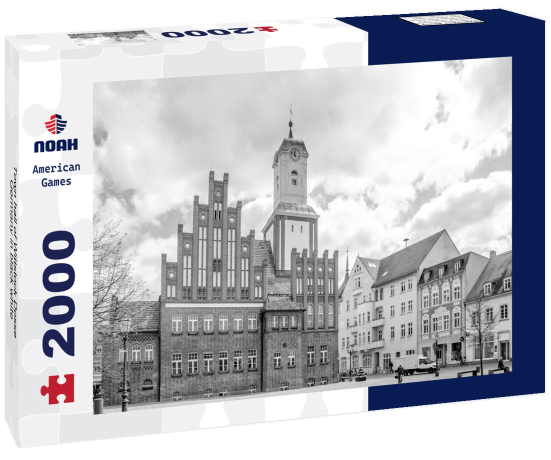 Noah Jigsaw Puzzle Town hall of Wittstock Dosse, Germany in black white 2000 pieces