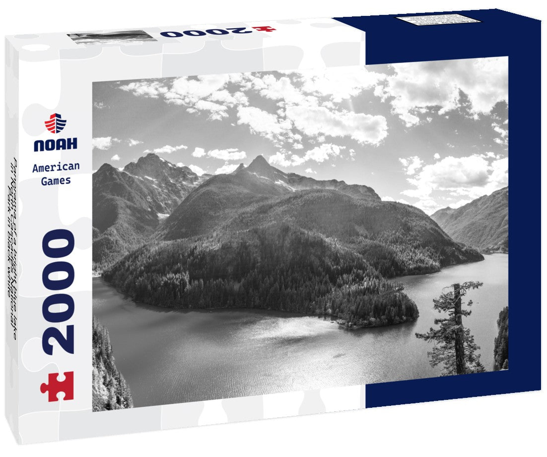 Noah Jigsaw Puzzle Panorama of a bright blue lake in North Cascades National Park in black white 2000 pieces
