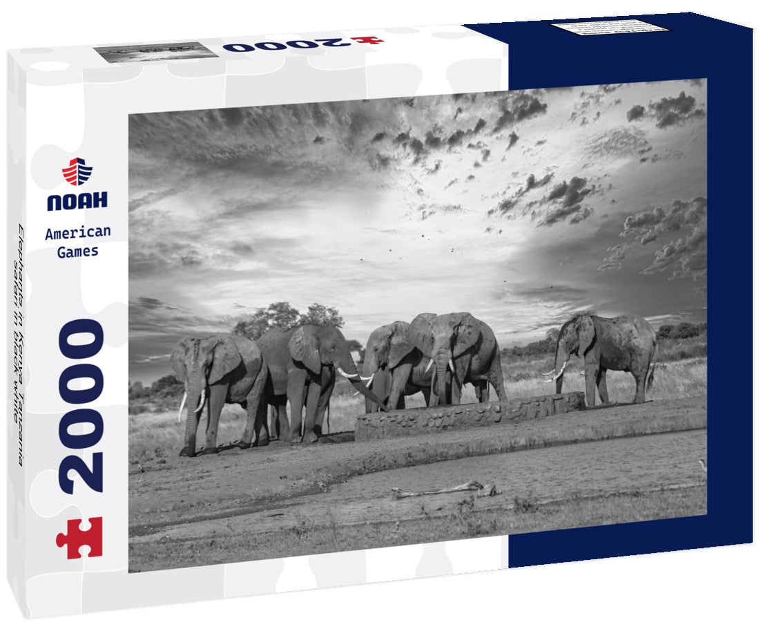 Noah Jigsaw Puzzle Elephants in Kenya Tanzania safari in black white 2000 pieces