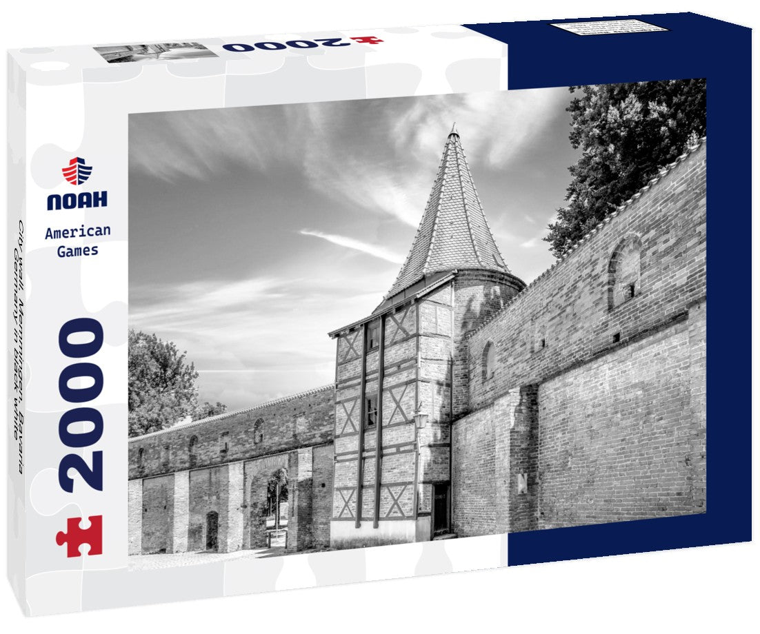 Noah Jigsaw Puzzle City wall, Memmingen, Bavaria, Germany in black white 2000 pieces