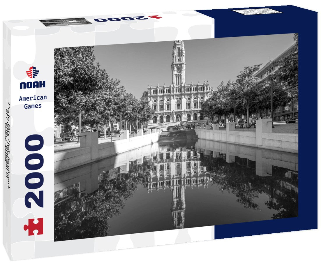 Noah Jigsaw Puzzle Porto City Hall, landmark of Porto, Portugal in black white 2000 pieces