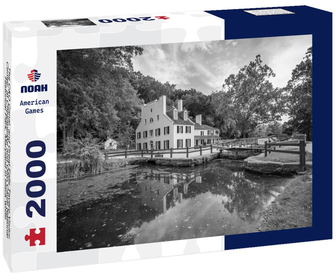 Noah Jigsaw Puzzle The C&O Canal, and Great Falls Tavern Visitor Center, at Chesapeake and Ohio Canal National Historical Park, Maryland in black white 2000 pieces