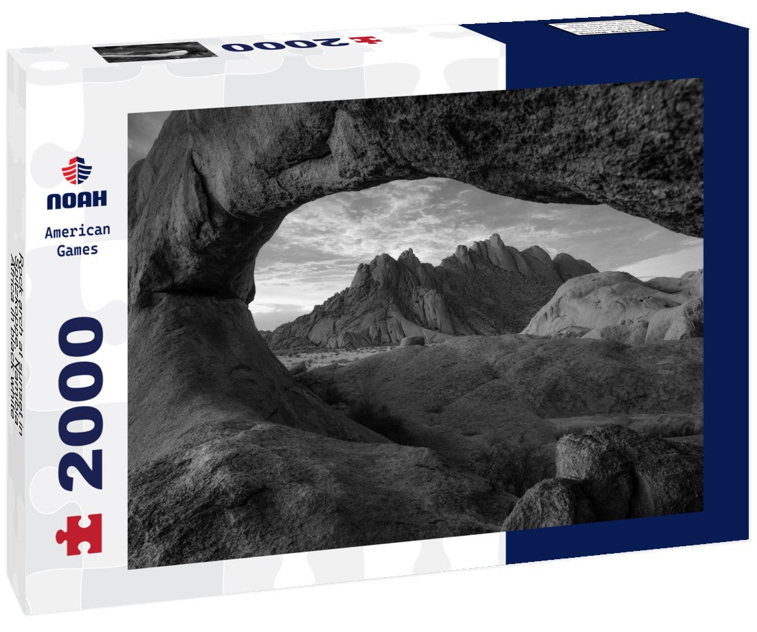 Noah Jigsaw Puzzle Rock arch at sunset in Spitzkoppe, Namibia, Africa in black white 2000 pieces