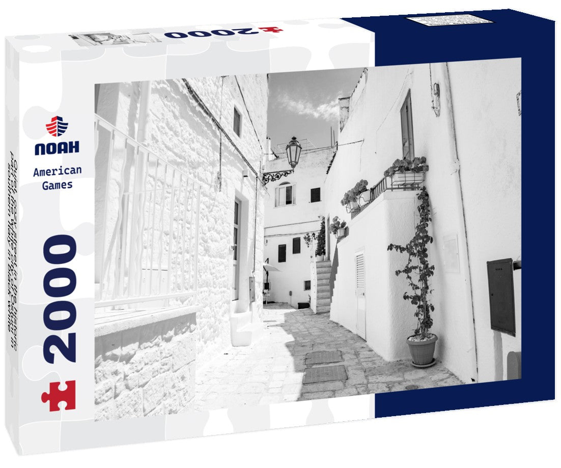 Noah Jigsaw Puzzle Quiet, cozy street in the historic part of the white city of Ostuni in southern Italy in black white 2000 pieces