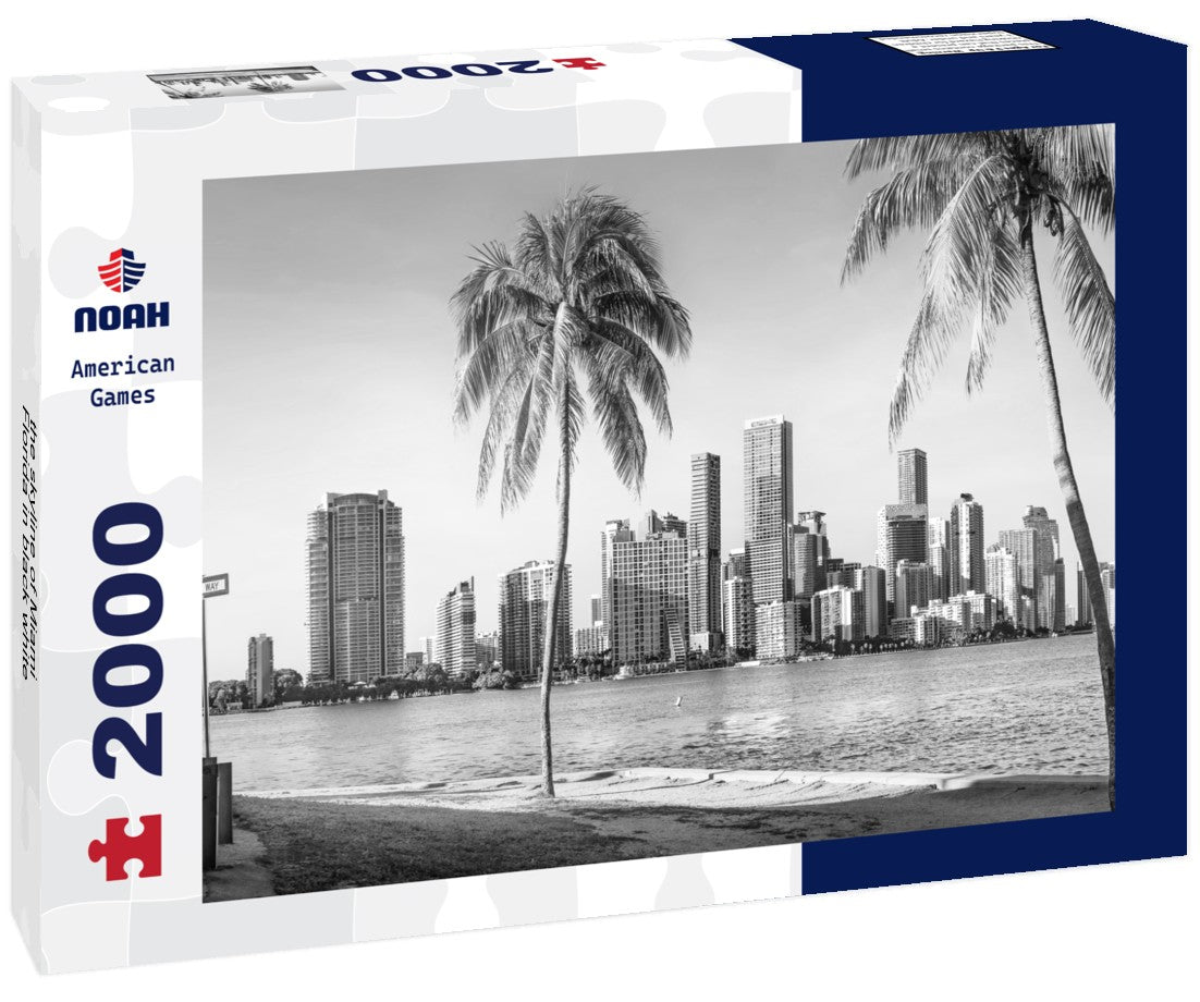 Noah Jigsaw Puzzle the skyline of Miami, Florida in black white 2000 pieces