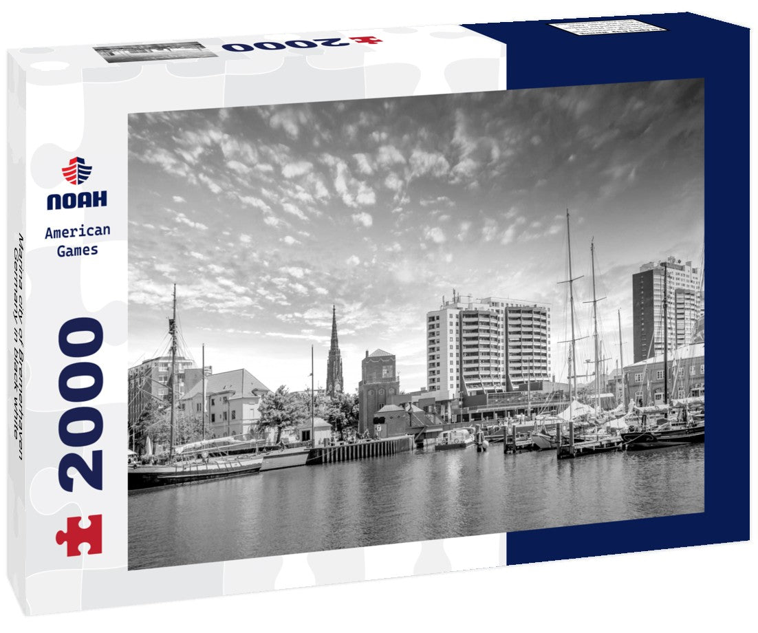 Noah Jigsaw Puzzle Marina city of Bremerhaven, Germany in black white 2000 pieces