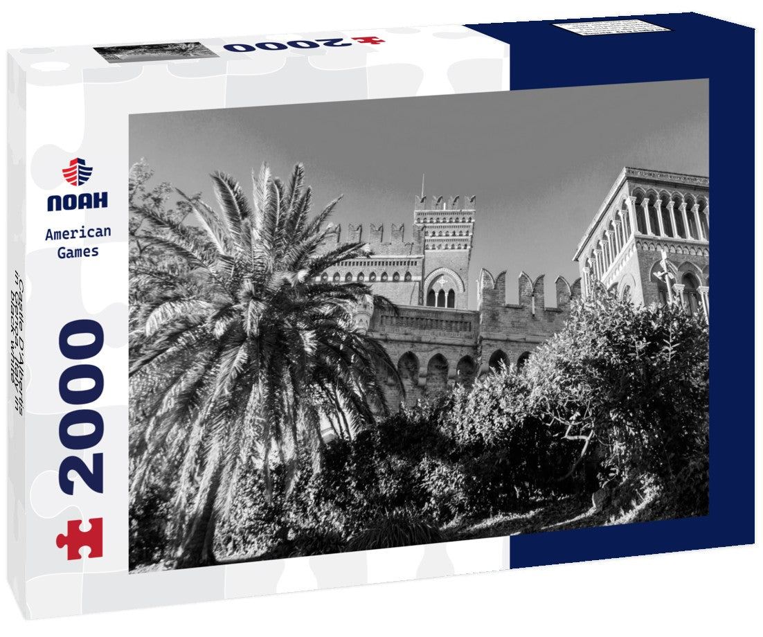 Noah Jigsaw Puzzle Castle D'Albertis in Genoa, Italy in black white 2000 pieces