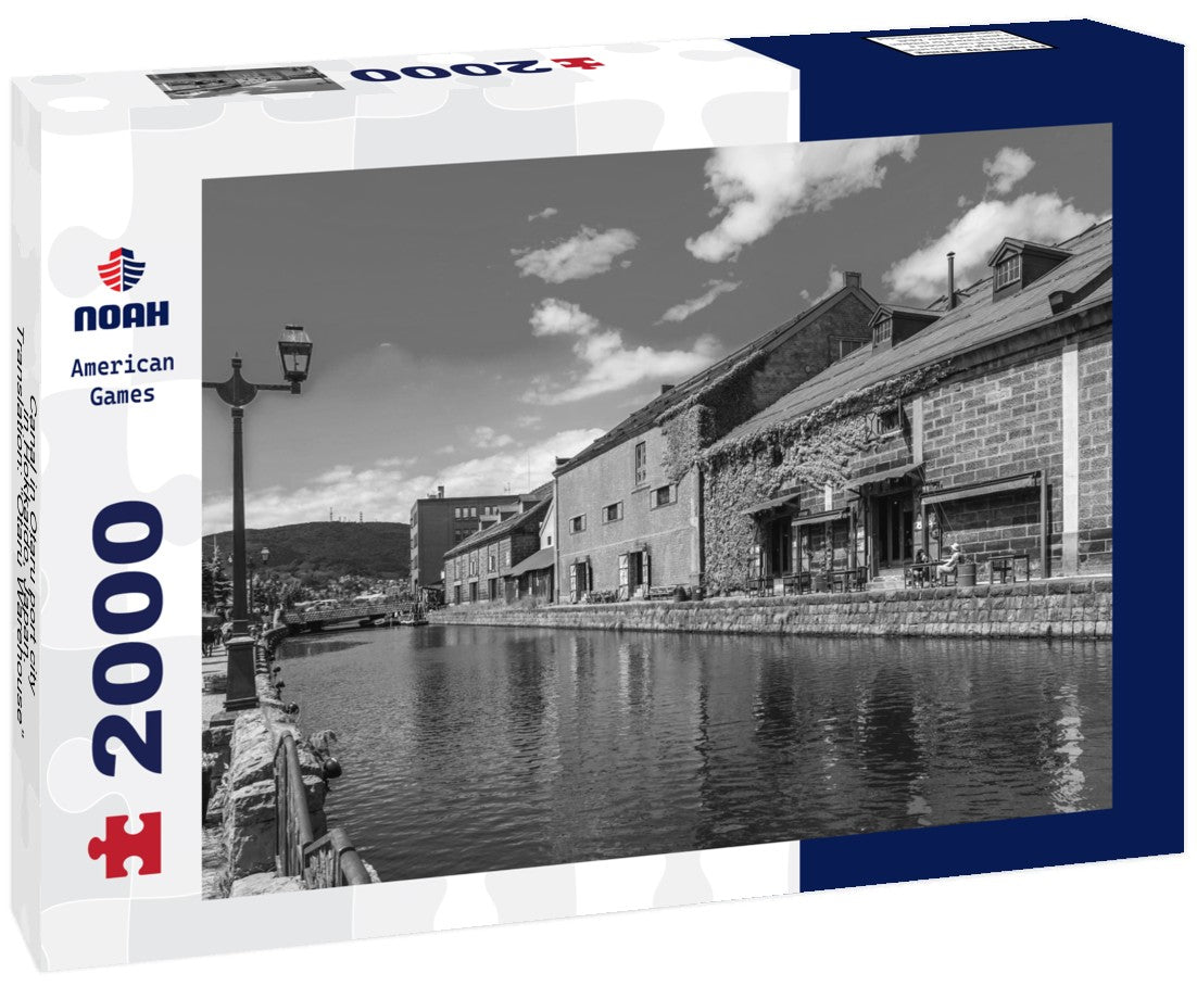 Noah Jigsaw Puzzle Canal in Otaru port city in Hokkaido, Japan. Translation: “Otaru Warehouse” in black white 2000 pieces