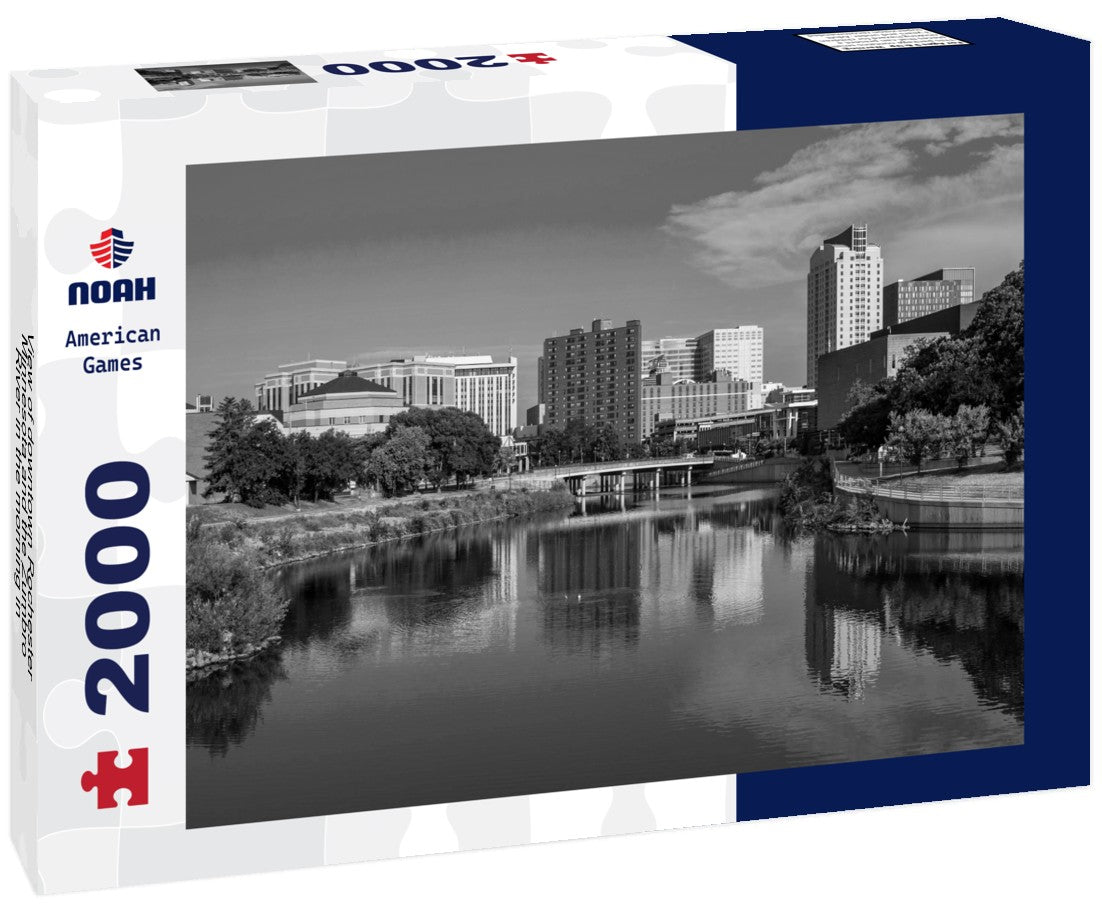 Noah Jigsaw Puzzle View of downtown Rochester, Minnesota and the Zumbro River in the morning in black white 2000 pieces