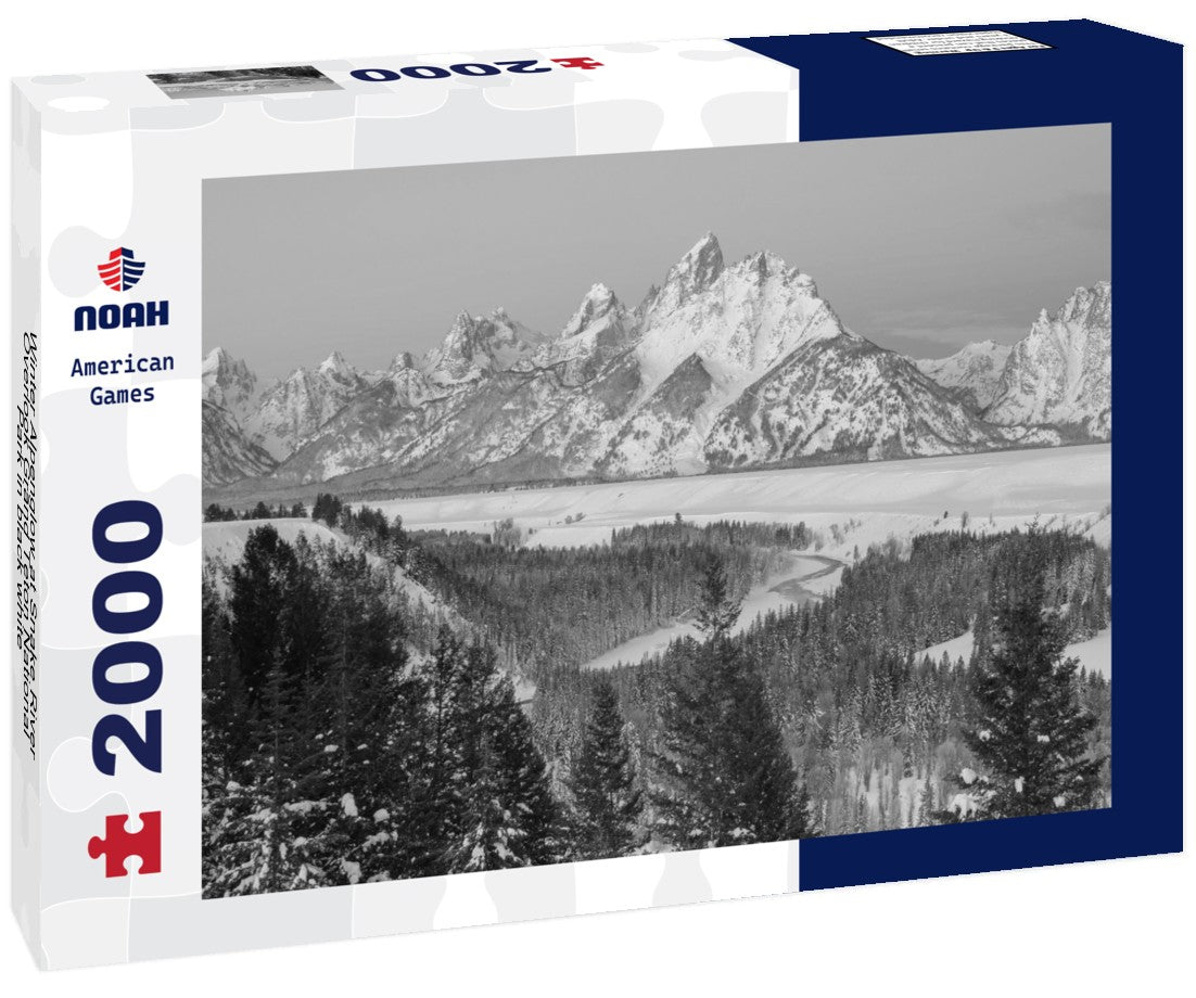 Noah Jigsaw Puzzle Winter Alpenglow at Snake River Overlook Grand Teton National Park in black white 2000 pieces
