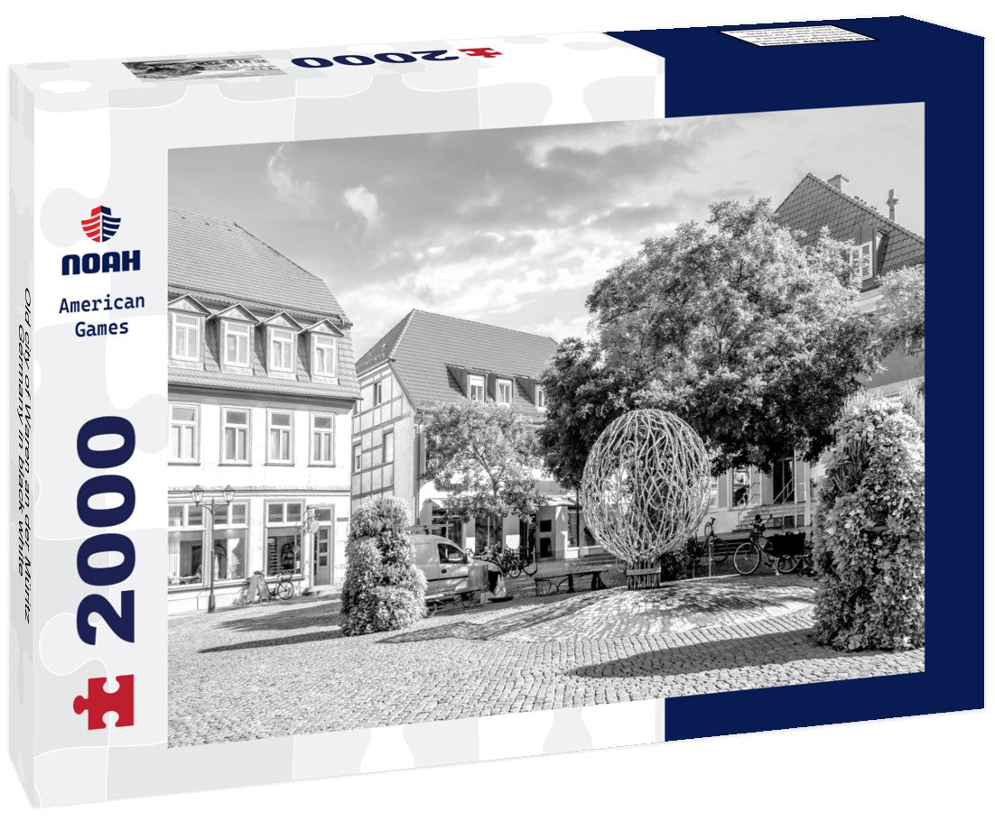 Noah Jigsaw Puzzle Old city of Waren an der Müritz, Germany in black white 2000 pieces