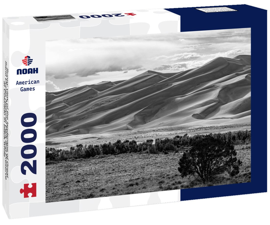 Noah Jigsaw Puzzle Sunny view of the landscape of Great Sand Dunes National Park and Preserve at Colorado in black white 2000 pieces