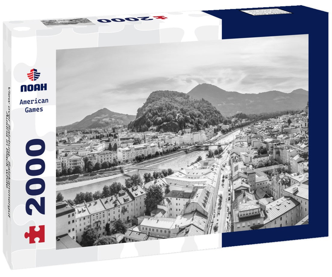 Noah Jigsaw Puzzle View over Salzburg, Salzkammergut, Austria in black white 2000 pieces