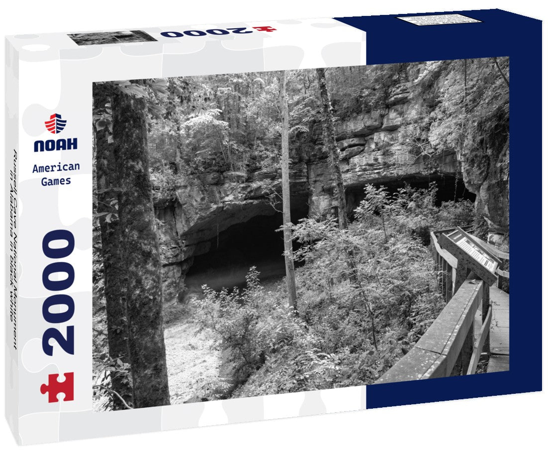 Noah Jigsaw Puzzle Russell Cave National Monument in Alabama in black white 2000 pieces