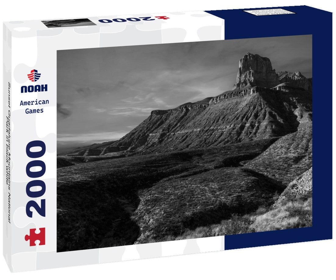 Noah Jigsaw Puzzle Sunset Guadalupe Mountains National Park in black white 2000 pieces