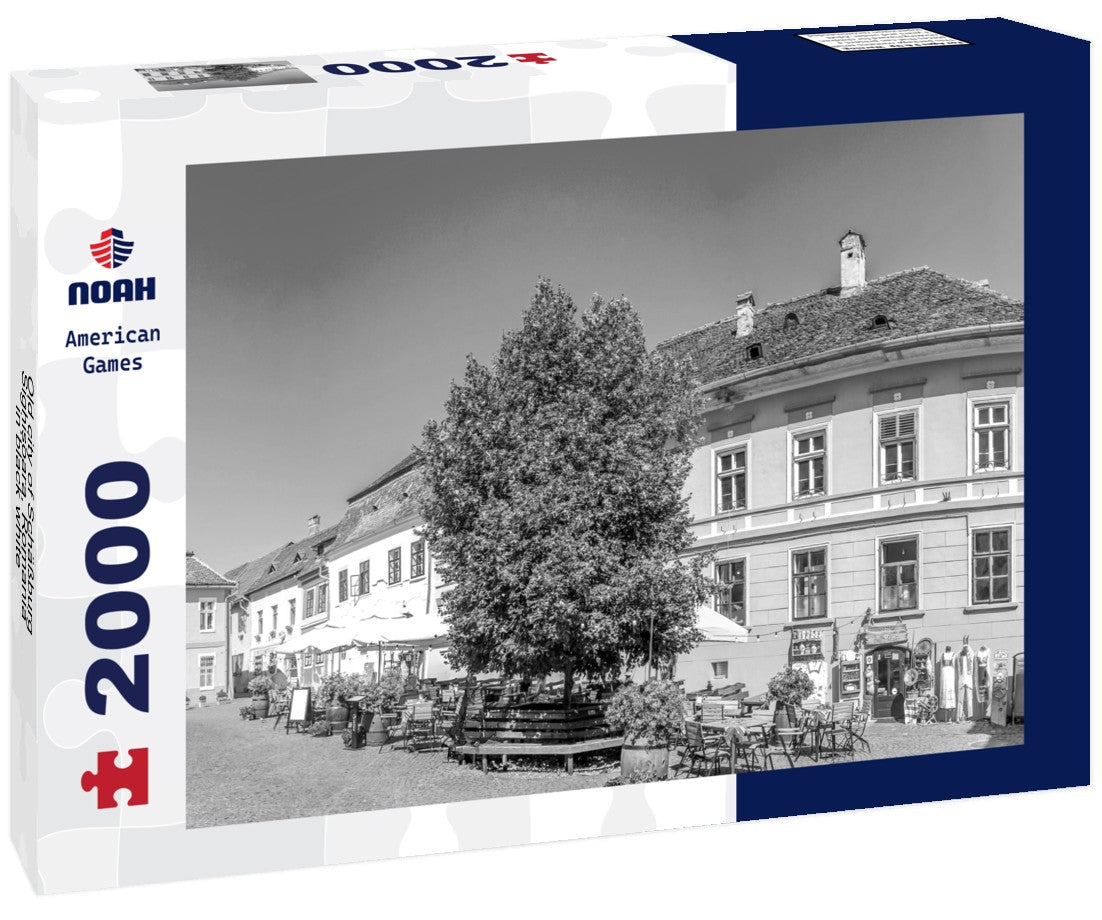 Noah Jigsaw Puzzle Old city of Schäßburg, Sighi?oara, Romania in black white 2000 pieces