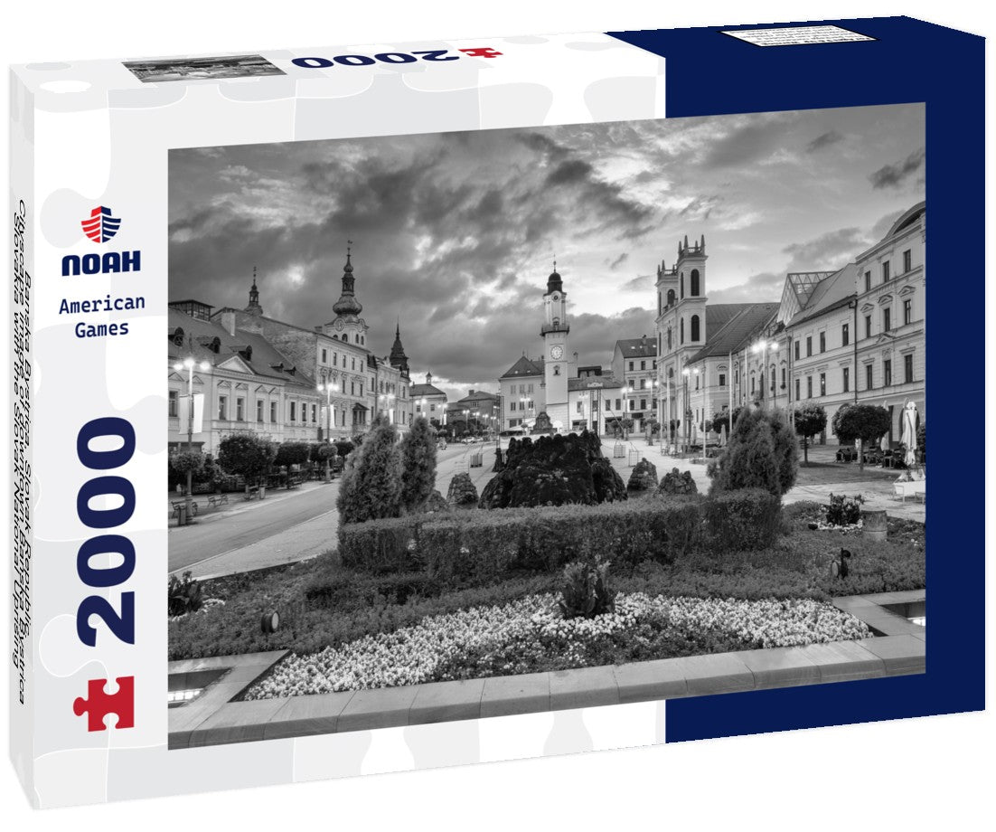 Noah Jigsaw Puzzle Banska Bystrica, Slovak Republic. Cityscape image of downtown Banska Bystrica, Slovakia with the Slovak National Uprising Square at summer sunrise in black white 2000 pieces