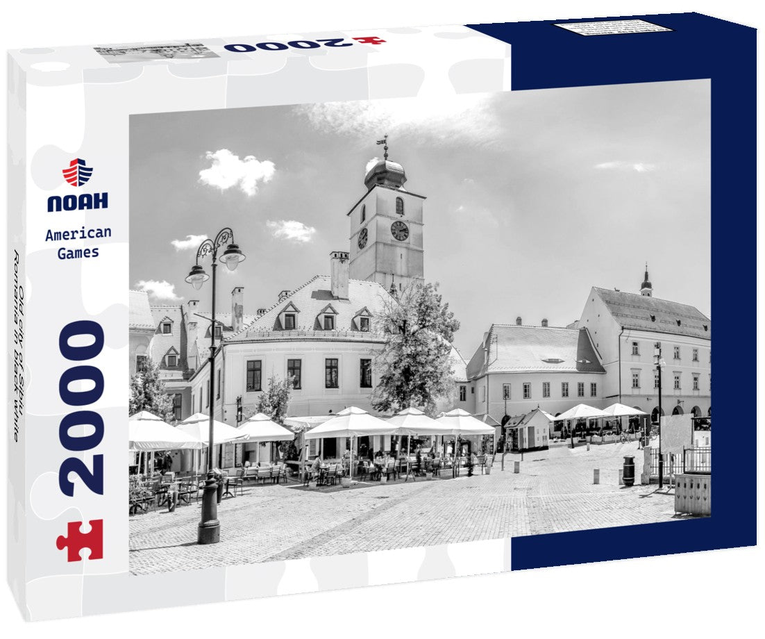 Noah Jigsaw Puzzle Old city of Sibiu, Romania in black white 2000 pieces