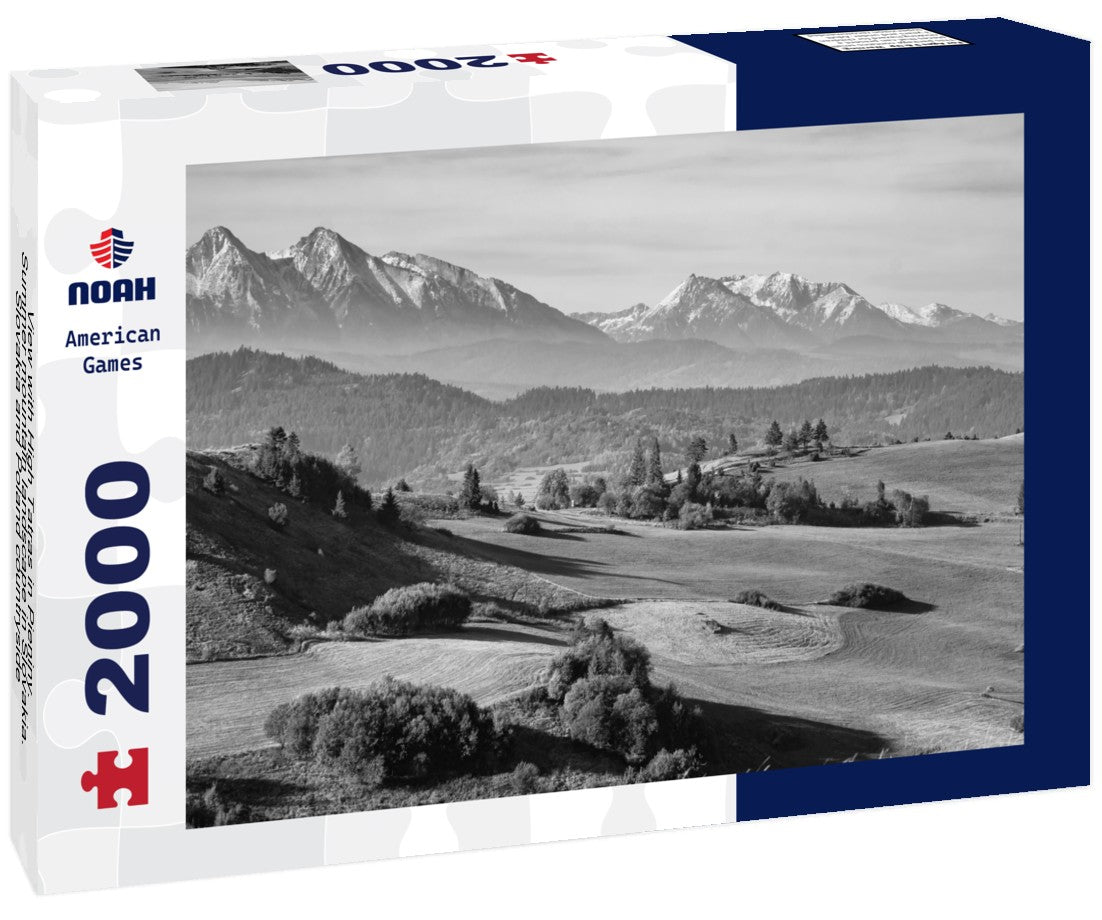 Noah Jigsaw Puzzle View with High Tatras in Pieniny. Summer mountain landscape in Slovakia. Slovakia and Poland countryside in black white 2000 pieces