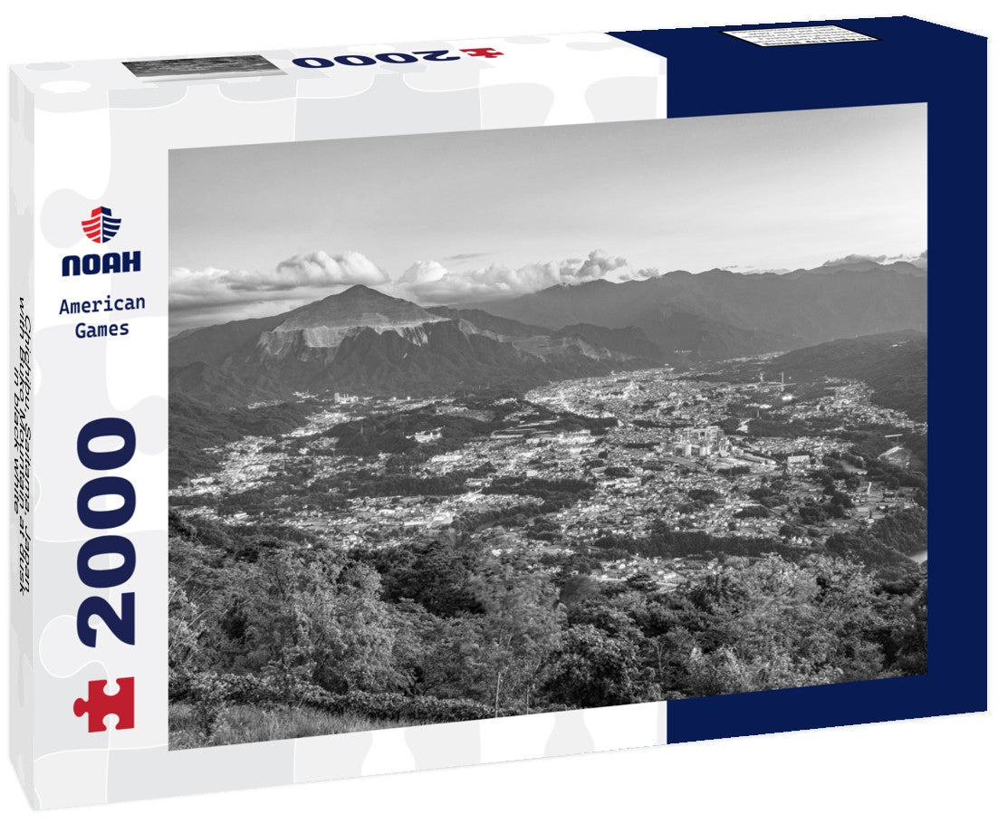 Noah Jigsaw Puzzle Chichibu, Saitama, Japan with Buko Mountain at dusk in black white 2000 pieces