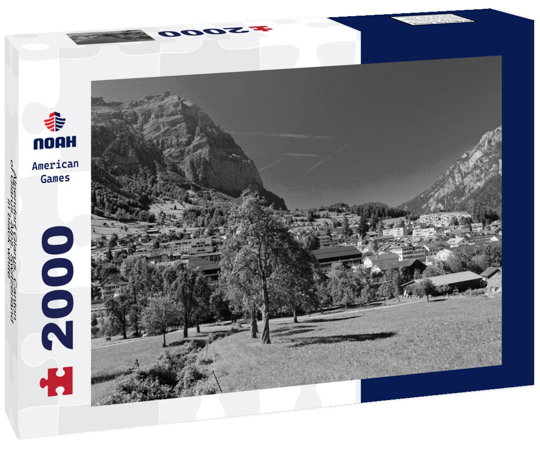 Noah Jigsaw Puzzle Alpendorf Glarus, Canton of Glarus, Alps, Switzerland in black white 2000 pieces