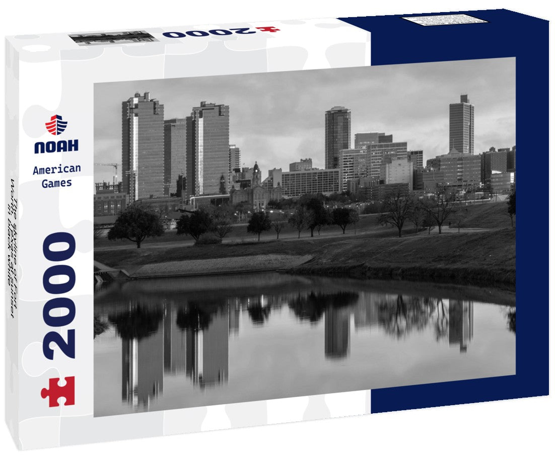 Noah Jigsaw Puzzle The skyline of Fort Worth, Texas at sunset in black white 2000 pieces