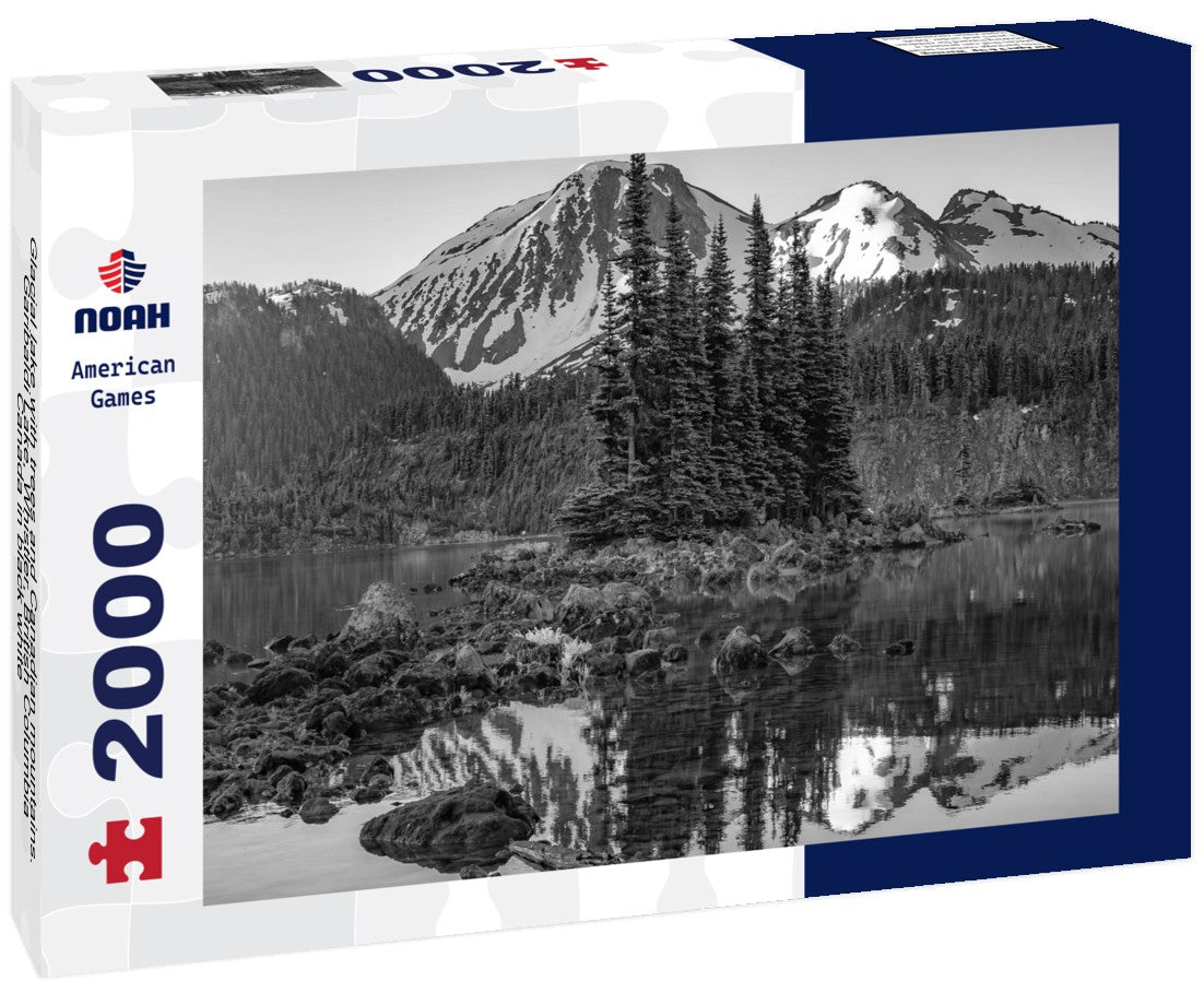 Noah Jigsaw Puzzle Glacial lake with trees and Canadian mountains. Garibaldi Lake, Whistler, British Columbia, Canada in black white 2000 pieces