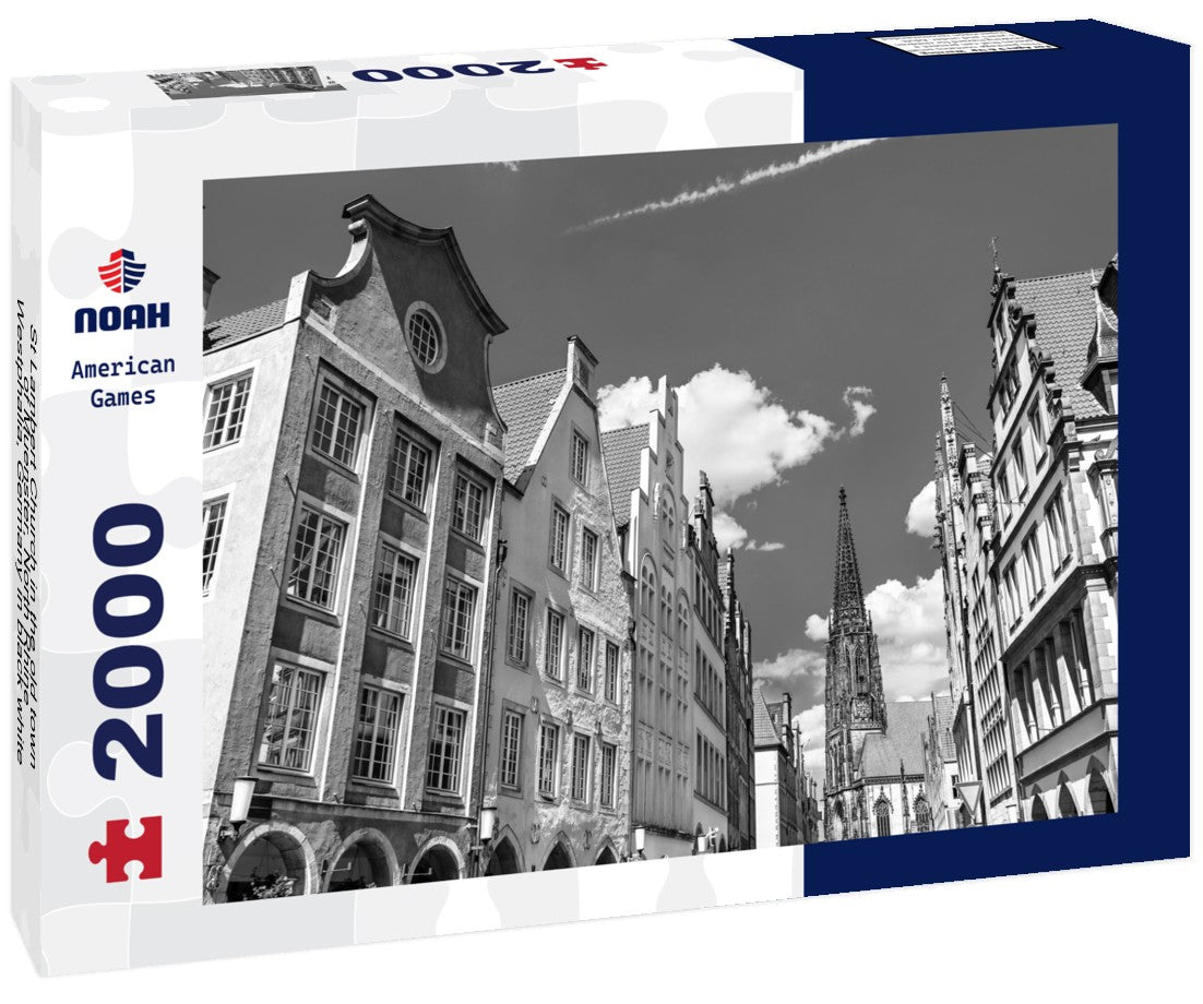 Noah Jigsaw Puzzle St Lambert Church in the old town of Muenster, North Rhine-Westphalia, Germany in black white 2000 pieces