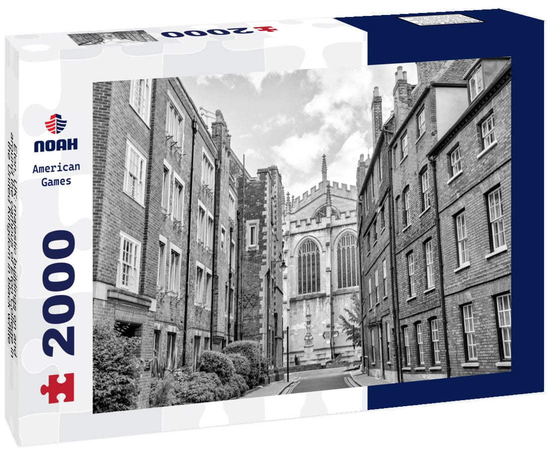 Noah Jigsaw Puzzle Eton, UK: majestic buildings on and around the campus of Eton College in the United Kingdom in black white 2000 pieces