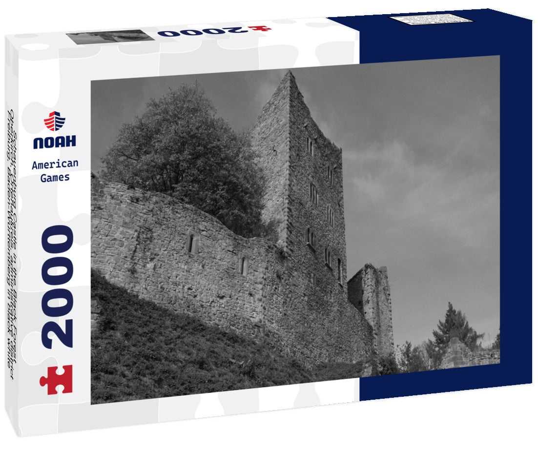 Noah Jigsaw Puzzle Schauenburg Castle in the Black Forest, Oberkirch, Ortenaukreis, administrative district, Freiburg, Baden-Württemberg in black white 2000 pieces