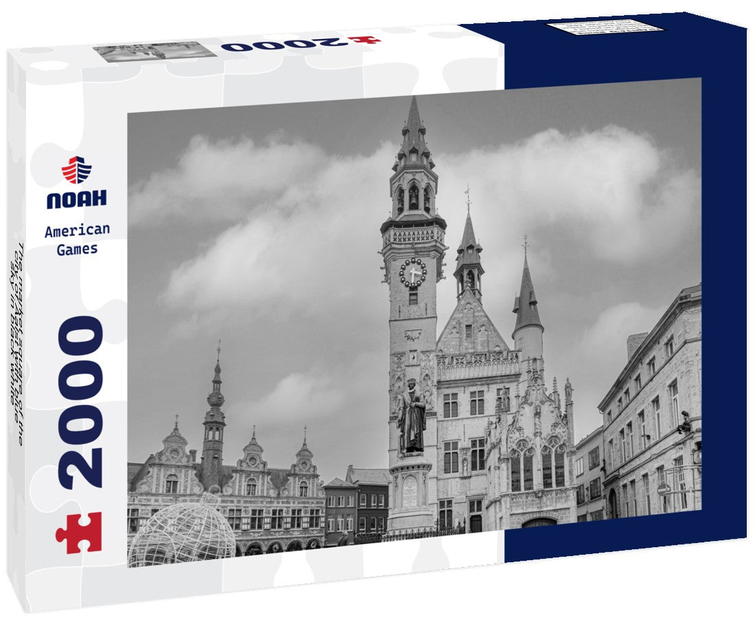 Noah Jigsaw Puzzle The market square of the city of Aalst with blue sky in black white 2000 pieces