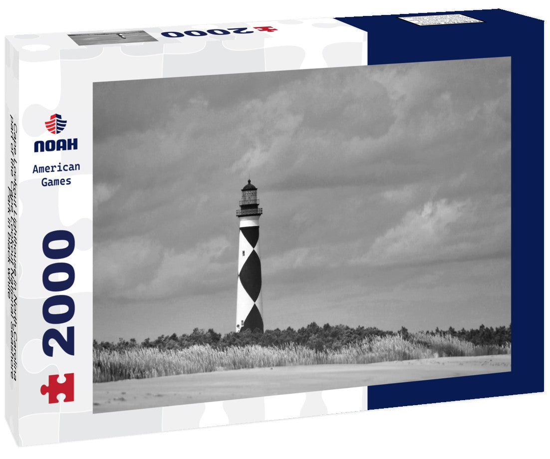 Noah Jigsaw Puzzle Cape Lookout Lighthouse in North Carolina, part of the Cape Lookout National Seashore Park in black white 2000 pieces