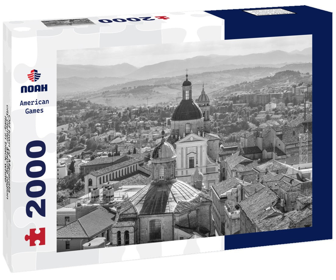 Noah Jigsaw Puzzle Old town of Macerata, city center, Marche region, Italy in black white 2000 pieces