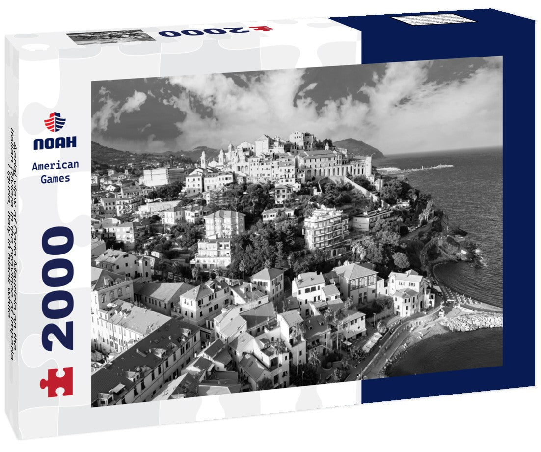 Noah Jigsaw Puzzle Aerial view of Porto Maurizio on the Italian Riviera in the province of Imperia, Liguria, Italy in black white 2000 pieces
