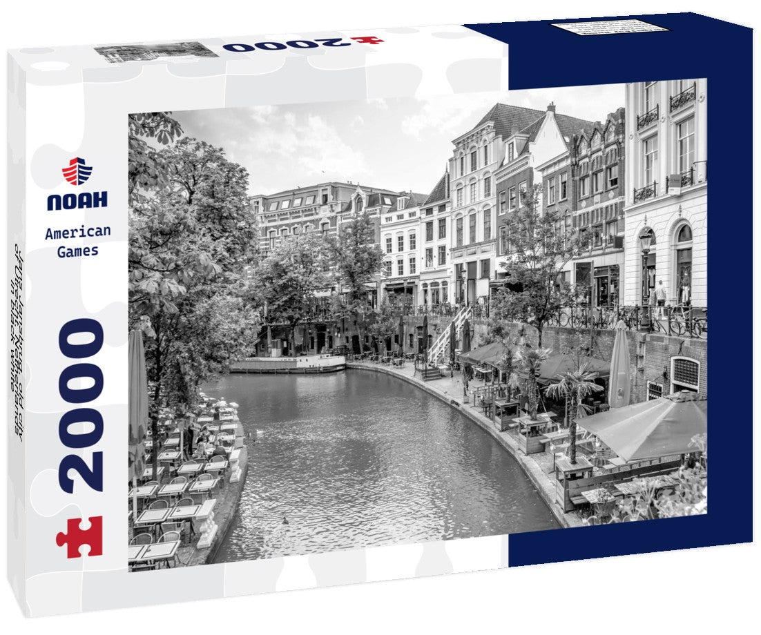Noah Jigsaw Puzzle Jans Jansbrug, old city of Utrecht, Netherlands in black white 2000 pieces