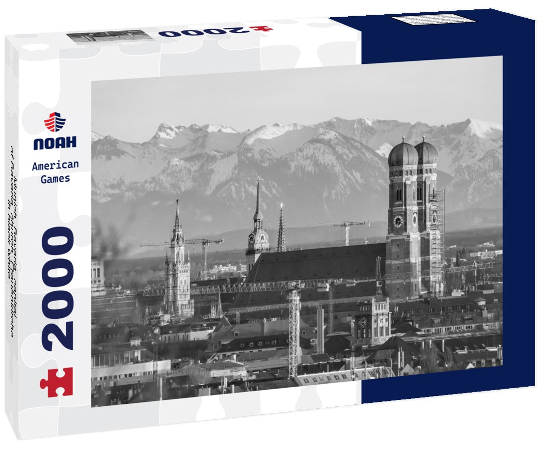 Noah Jigsaw Puzzle Munich, Bavaria, capital of Bavaria, church, Frauenkirche in black white 2000 pieces