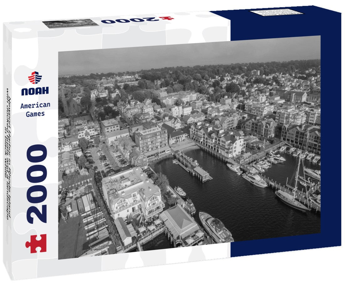 Noah Jigsaw Puzzle Newport Harbor in Rhode Island with ducked boats and a landscape in black white 2000 pieces