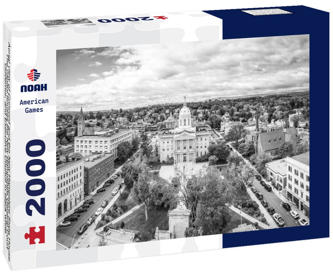 Noah Jigsaw Puzzle Aerial view of Concord and the New Hampshire State House. The capitol houses the New Hampshire General Court, Governor, and Executive Council in black white 2000 pieces