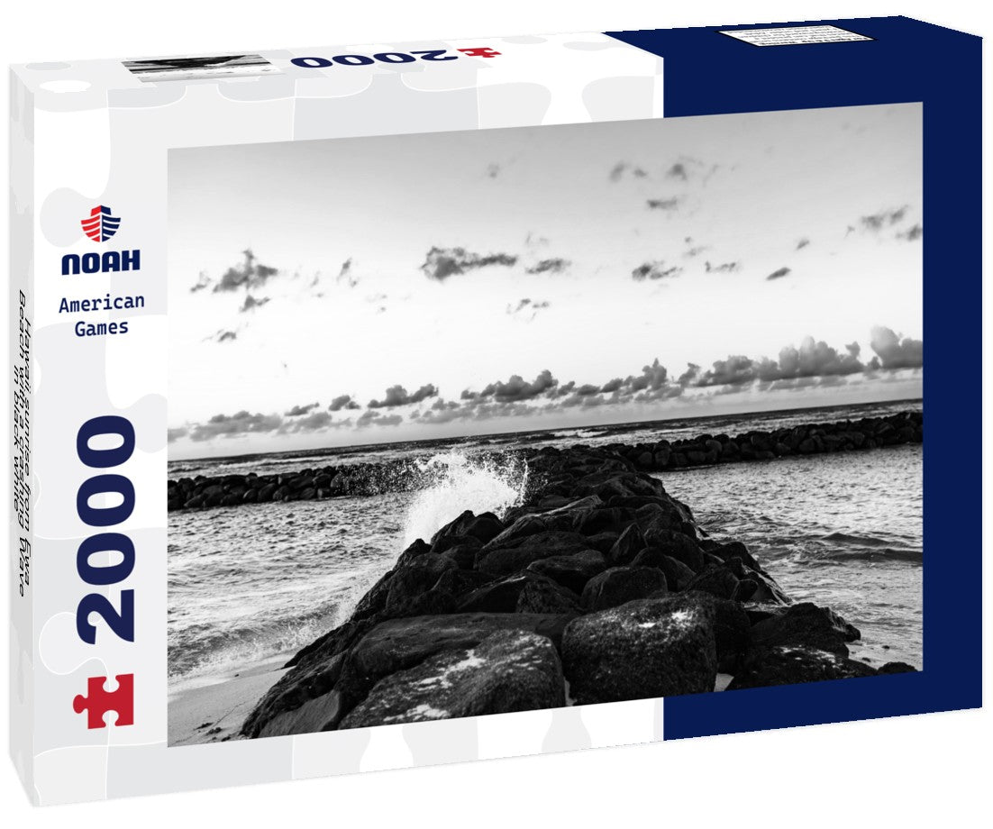 Noah Jigsaw Puzzle Hawaii sunrise from Ewa Beach with a crashing Wave in black white 2000 pieces
